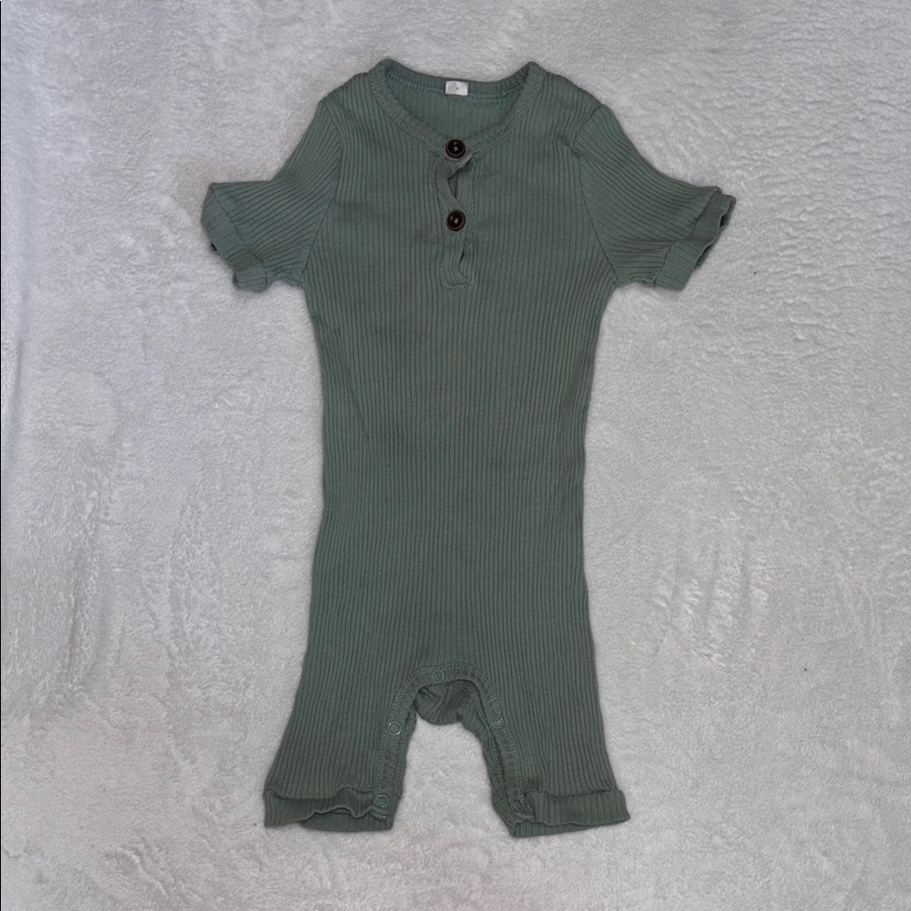 Green Ribbed Baby Romper summer outfit